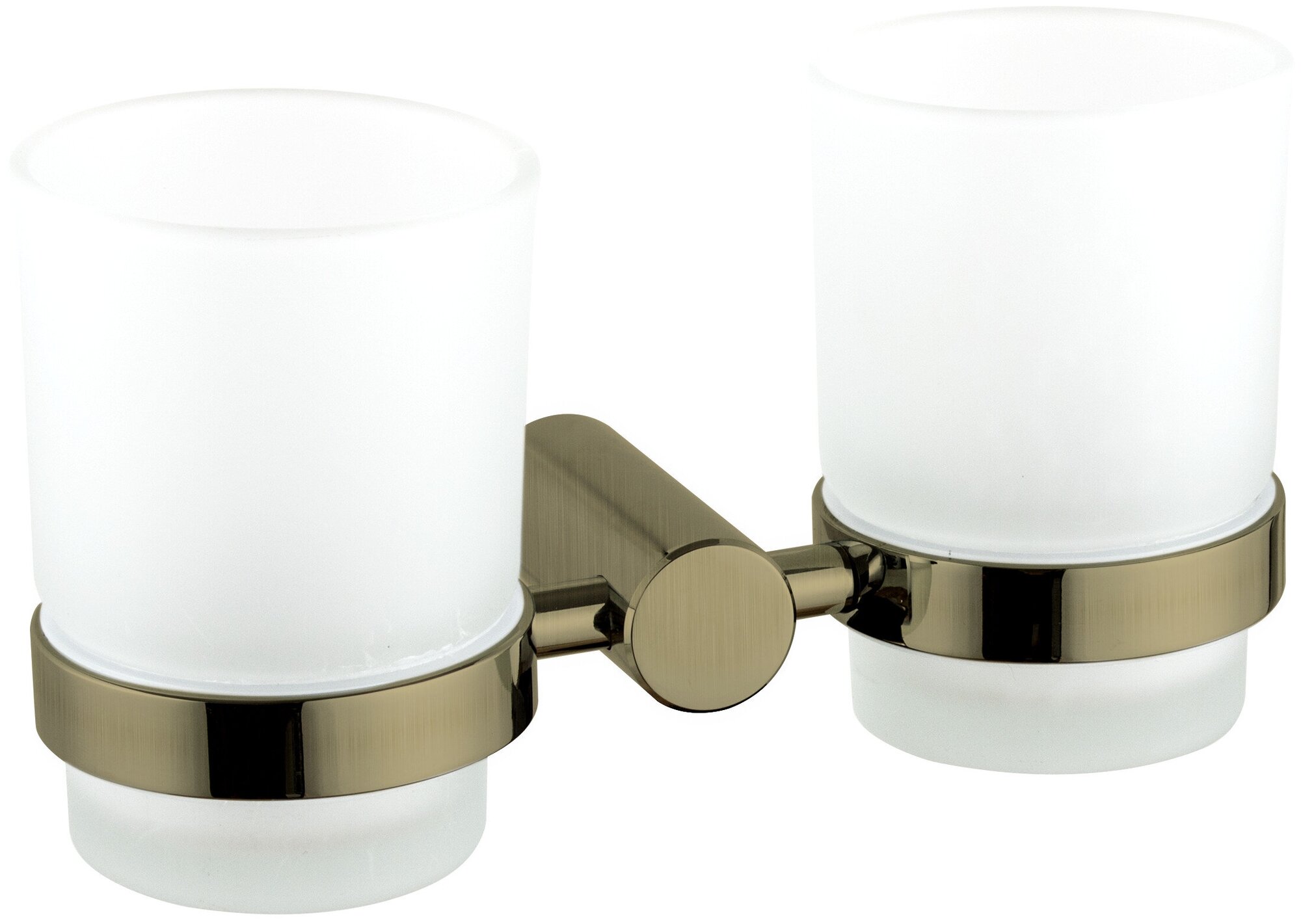 Двойной стакан для ванной комнаты, стеклянный/матовый Haiba HB8408-4, цвет-бронза, материал-нержавеющая сталь