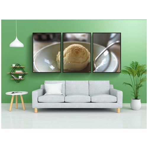 фото Набор модулных постеров для интерьера "мороженое, плита, ложка" 60x90 см. в тубусе, без рамки lotsprints