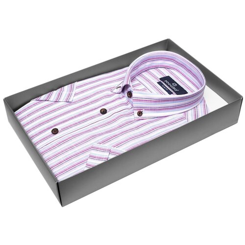 фото Рубашка poggino 7001-13 цвет сиреневый размер 54 ru / xxl (45-46 cm