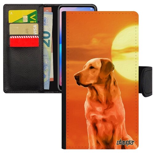 фото Яркий чехол-книжка на смартфон // iphone xs // "лабрадор" животные компаньон, utaupia, оранжевый
