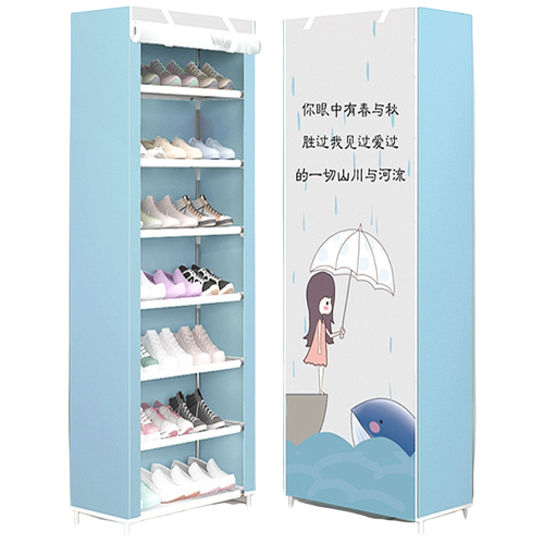 Тканевый шкаф для обуви (обувница, этажерка) 60х30х126 см, небесно-голубой