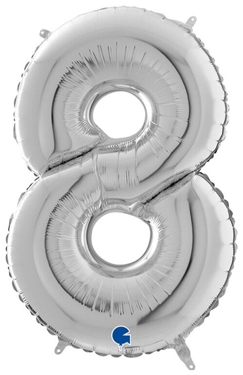 Воздушный шар фольгированный Grabo Balloons Цифра 8, серебряная, 66 см, 1 шт.