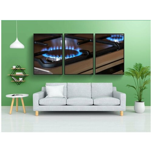фото Набор модулных постеров для интерьера "газовые горелки, печь, пламя" 60x90 см. в тубусе, без рамки lotsprints