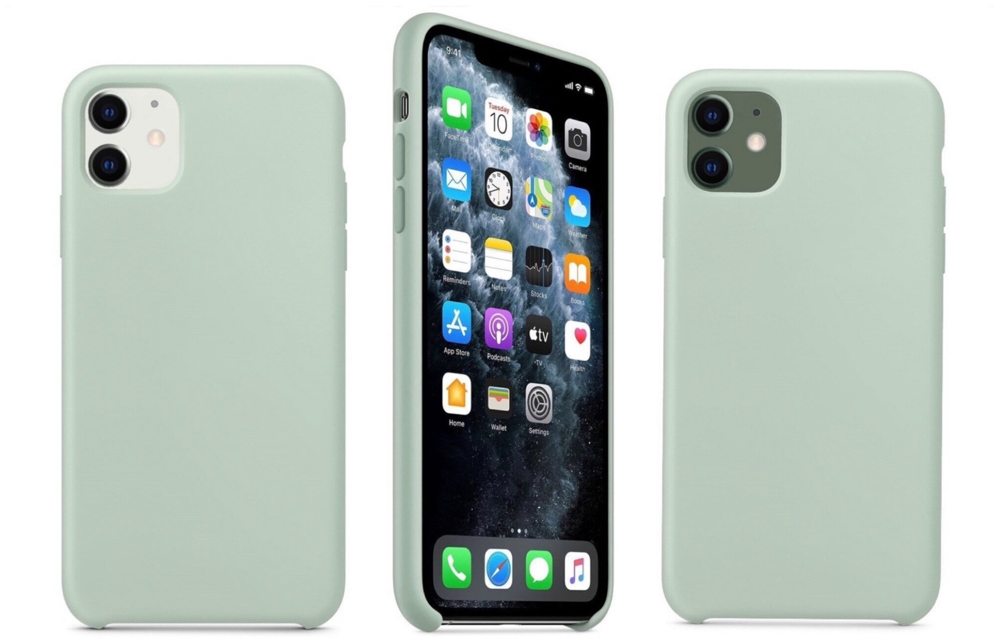 Чехол на Айфон 11 силиконовый для iPhone 11 Silicone Case с защитой камеры и экрана цвет (Голубой берилл)