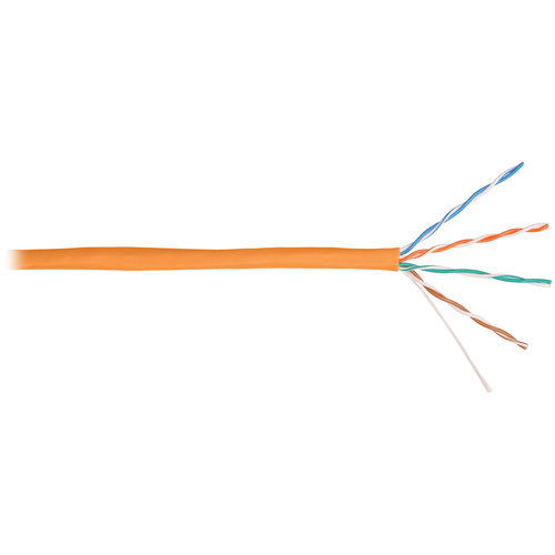 Кабель U/UTP 4 пары кат.5e (класс D) тест по ISO/IEC 100МГц одножильный BC (чистая медь) 24AWG (0.49мм) внутр. LSZH нг(А)-HFLTx оран. (уп.305м) NIKOLAN NKL 2100C-OR