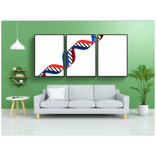 фото Набор модулных постеров для интерьера "днк, красный, синий" 60x90 см. в тубусе, без рамки lotsprints
