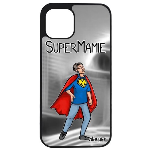 фото Защитный чехол на смартфон // iphone 12 mini // "супербабуля" бабушка рисунок, utaupia, серый