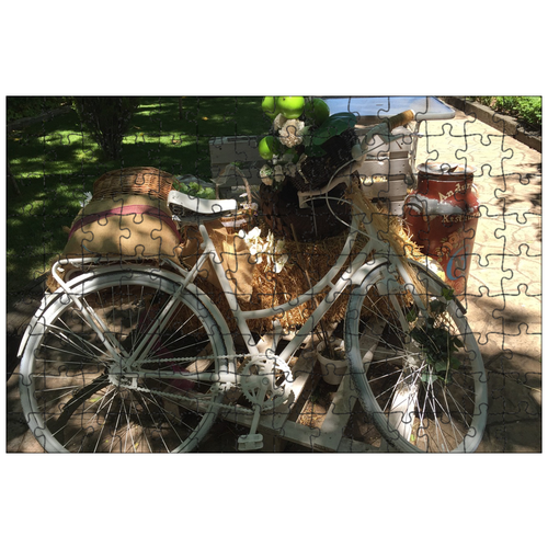 фото Магнитный пазл 27x18см."велосипед, солнце, летом" на холодильник lotsprints
