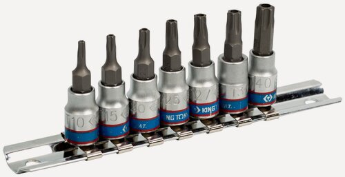 Изображение товара Набор торцевых насадок 1/4", Torx, Т10-Т40 мм, L = 37 мм, 7 предметов KING TONY 2107PR