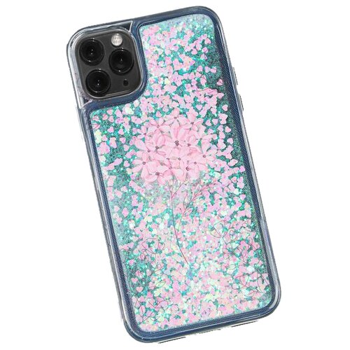 Чехол Like Me силиконовый с блестками внутри для iPhone 11 Pro, flower