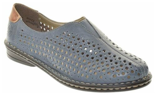 Туфли лодочки  Rieker, натуральная кожа, перфорированные, размер 38, синий