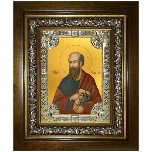 Икона Павел апостол, 18х24 см, в окладе и киоте