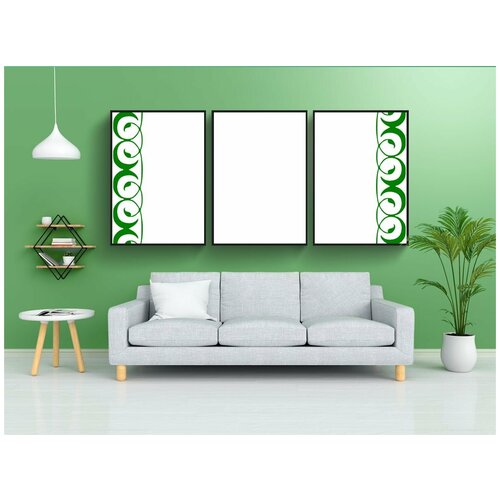 фото Набор модулных постеров для интерьера "зеленый, рамка, украшенный" 60x90 см. в тубусе, без рамки lotsprints