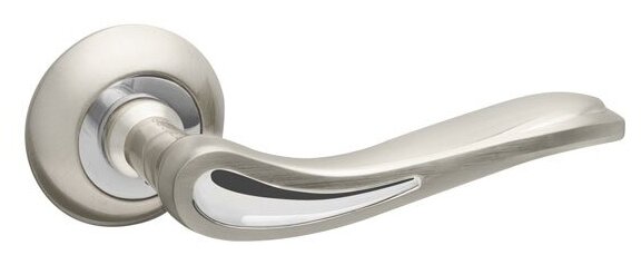 Ручка дверная межкомнатная на круглой розетке раздельная R. RM54. MELODY (MELODY RM) SN/CP-3 матовый никель/хром