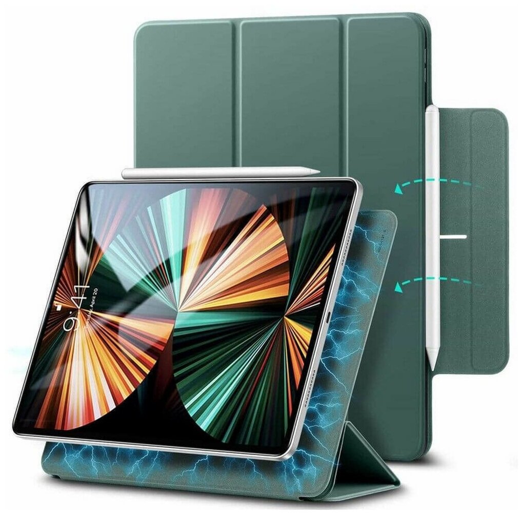 Чехол книжка ESR Rebound Magnetic Case с застежкой для iPad Pro 12.9 (2021) / iPad Pro 12.9 (2020) зеленый