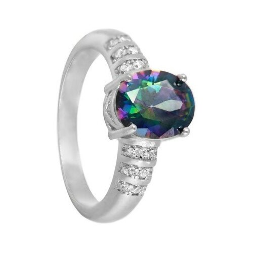 фото Серебряное кольцо с мистическим топазом и фианитами серена-сильвер