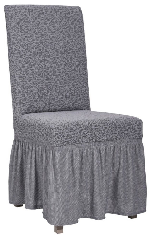 Чехол на стул со спинкой универсальный Жаккард, цвет Серый
