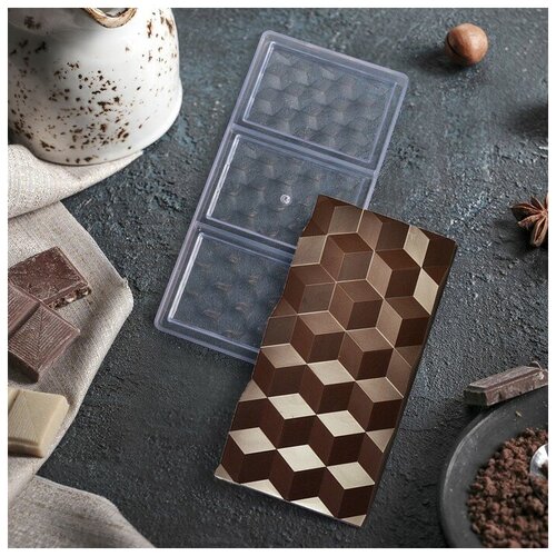 KONFINETTA Форма для шоколада "Плитка шоколада", 3 ячейки, 27,4х13,5х2,5 см