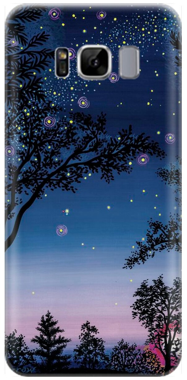 Ультратонкий силиконовый чехол-накладка для Samsung Galaxy S8 с принтом "Деревья и звезды"