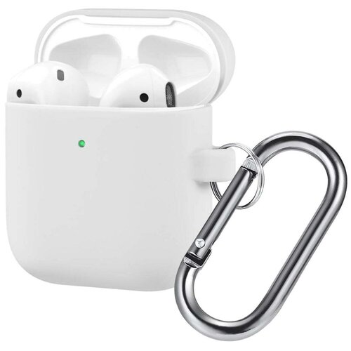 Чехол силиконовый с карабином для Apple AirPods 2 белый