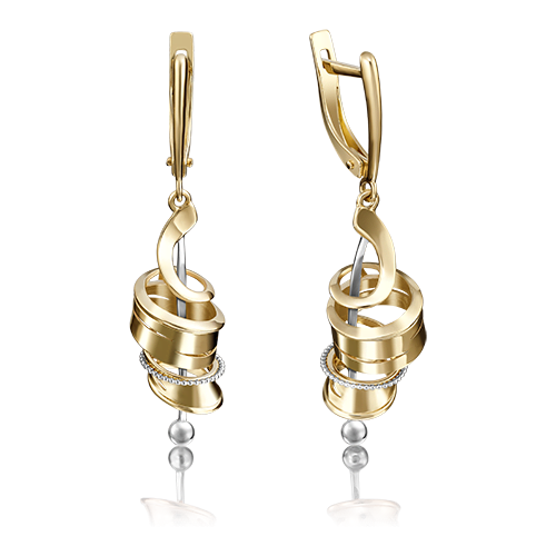 PLATINA jewelry Золотые серьги с лазерной гравировкой 02-4089-00-000-1130-48