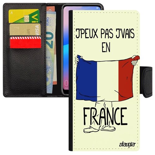 фото Необычный чехол книжка на смартфон // galaxy a12 // "еду во францию" принт флаг, utaupia, белый