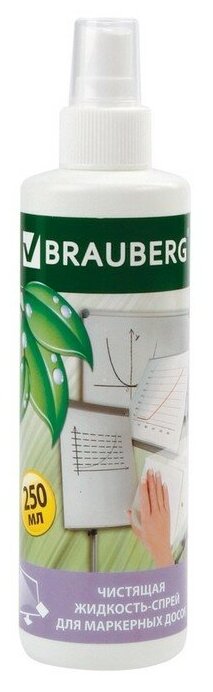 Чистящая жидкость-спрей BRAUBERG для маркерных досок 250 мл 510119 1930303