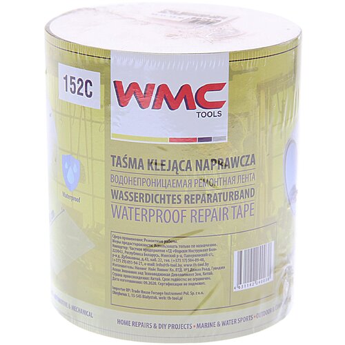 Лента водонепроницаемая WMC Tools 48250, 10 см х 1.52 м, прозрачная 5634741