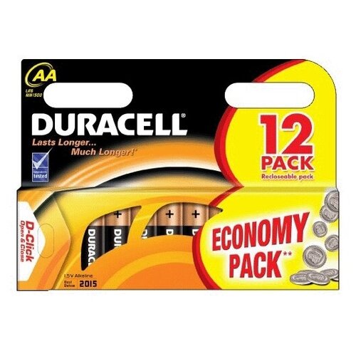 Батарейка Duracell, набор 12шт батарейка алкалиновая щелочная perfeo lr6 aa super alkaline 60 pcs