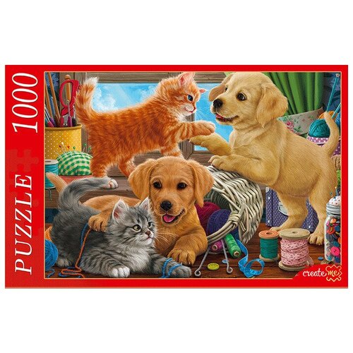 Рыжий кот пазлы Котята и щенки 1000 элементов пазлы рыжий кот 1000 деталей top puzzle озорные котята хтп1000 2158
