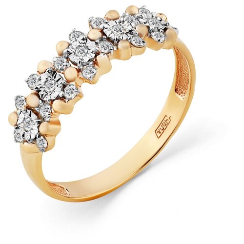 кольцо master brilliant комбинированное красное золото 585 проба бриллиант размер 17 золотистый Кольцо Master Brilliant, комбинированное, белое, красное золото, 585 проба, бриллиант, размер 17