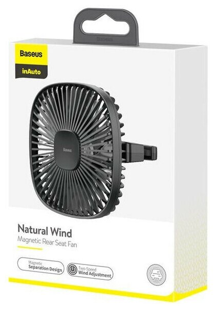 Портативный вентилятор Baseus Natural Wind Magnetic Rear Seat Fan, цвет Черный (CXZR-01) CXZR-01 - фотография № 4