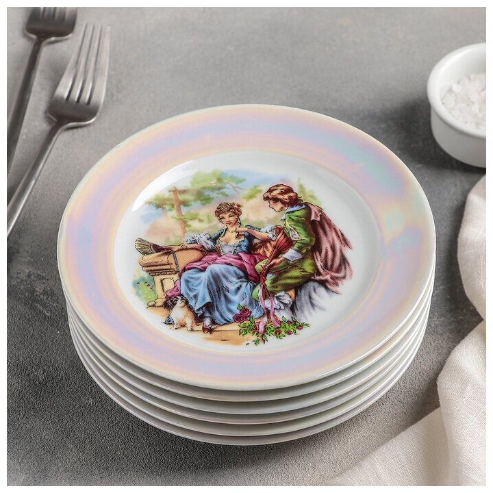 Набор мелких тарелок «Мадонна», 6 шт, цвет микс