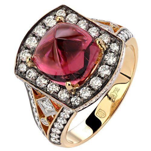 Кольца Эстет Золотое кольцо с бриллиантами, рубеллит