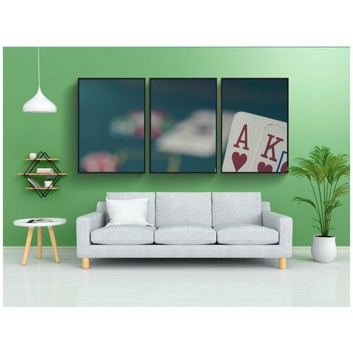 фото Набор модулных постеров для интерьера "покер, карты, туз" 60x90 см. в тубусе, без рамки lotsprints