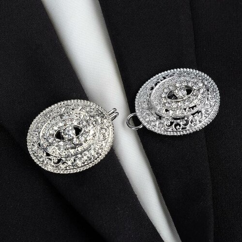 фото Зажим для кардигана queen fair, стразы, серебряный, белый