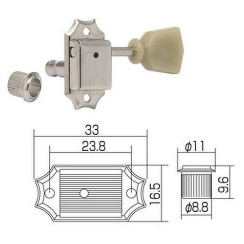 Gotoh SD90-MG-SL-N колки локовые с автозажимом Vintage style, 3+3, цвет никель