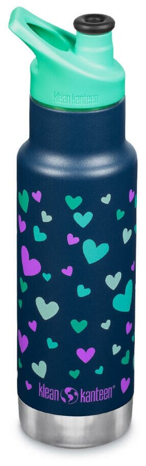 Детская термобутылка Klean Kanteen Insulated Kid Classic Narrow 12oz (355мл) Navy Hearts 1008873