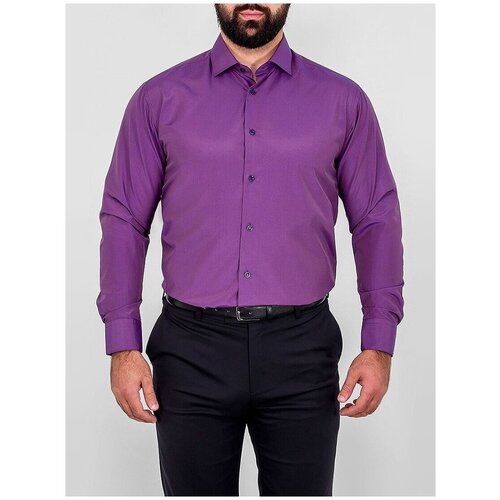 фото Рубашка мужская длинный рукав greg 774/119/879/1p_gb, прямой силуэт / сlassic fit, цвет фиолетовый, рост 174-184, размер ворота 41