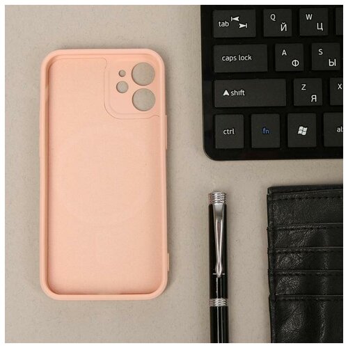 фото Чехол luazon для iphone 12 mini, поддержка magsafe, силиконовый, розовый qwen