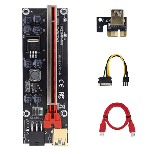 Райзер ver 009s Plus PCI-E X1-X16 Переходник для майнинга красный