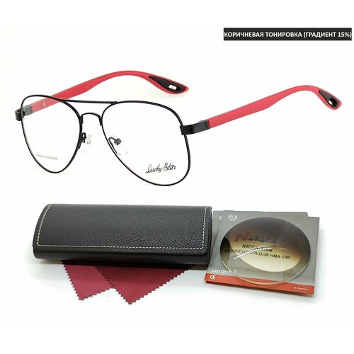 Спортивные тонированные очки с футляром на магните LUCKY STAR мод. 8834 Цвет 1 с линзами NIKITA 1.56 GRADIENT BROWN, HMA/EMI -0.75 РЦ 64-66