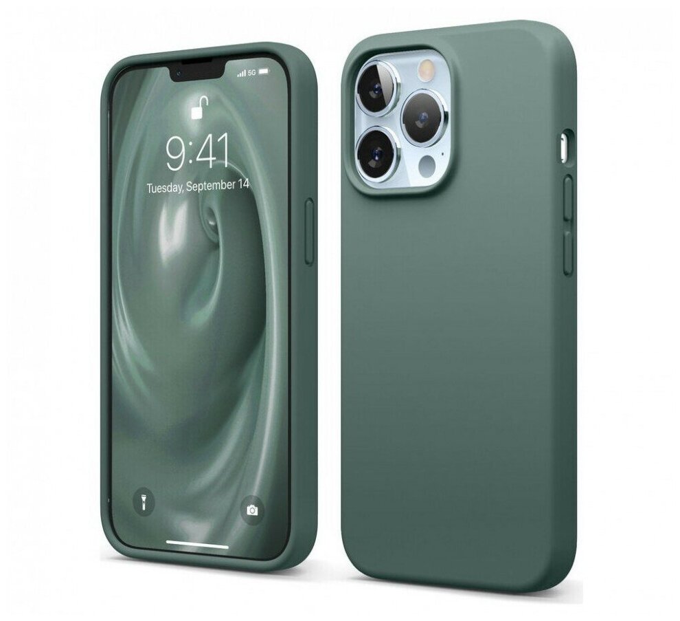 Чехол Elago Soft silicone (Liquid) для iPhone 13 Pro, цвет Темно-зеленый (ES13SC61PRO-MGR)