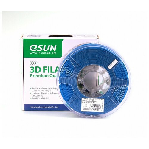 ESUN ABS пластик ESUN, 1.75 мм, синий, 1 кг abs пруток esun 1 75 мм 1 кг красный