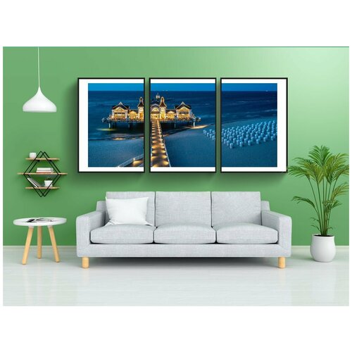 фото Набор модулных постеров для интерьера "морской мост, зеллин, балтийское море" 60x90 см. в тубусе, без рамки lotsprints