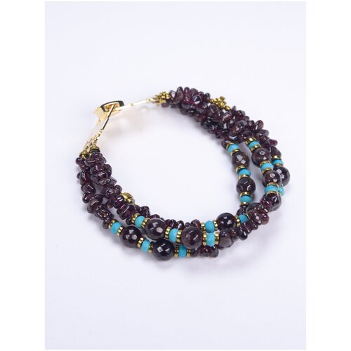 фото Браслет sautoir женский широкий из граната и бирюзы 18 см, гранатовый браслет