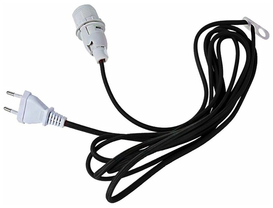 фото STAR trading, Кабель для подсветки бумажных звёзд текстильный, чёрный, 3.5 м, цоколь Е14 293-03