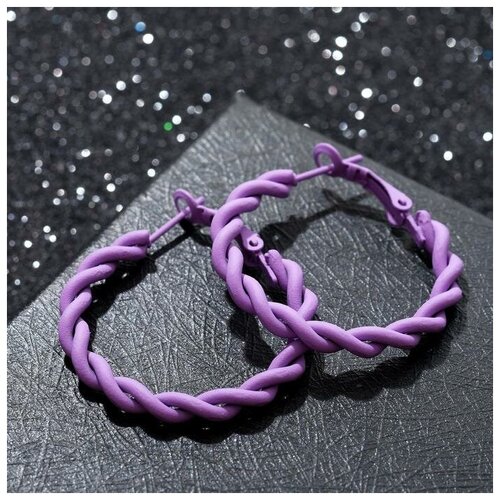 фото Queen fair серьги- кольца "лауд" косички, цвет фиолетовый, d=3.5
