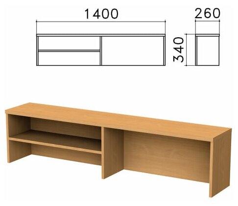 Надстройка для стола письменного "Монолит", 1400х260х340 мм, 1 полка, цвет бук бавария, НМ38.1