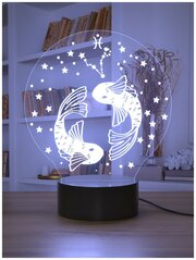 Ночник "Знаки зодиака - Рыбы" / подарок с гороскопом для рыб / рыбам на день рождения / подарочный светильник